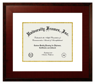 Diploma Frame in Honors Mahogany with White & Gold Mats