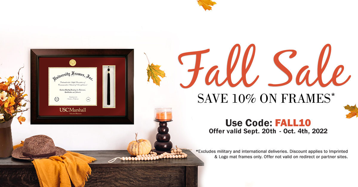 The University Frames Fall Sale Is Here : Get 10% OFF on Custom Diploma Frames 