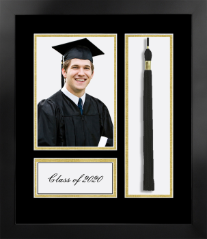 Class of 2020 Gold Academic Year Portrait with Tassel Box Nova Black with Black & Gold Mat