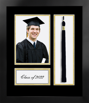 Class of 2022 Gold Academic Year Portrait with Tassel Box Nova Black with Black & Gold Mat