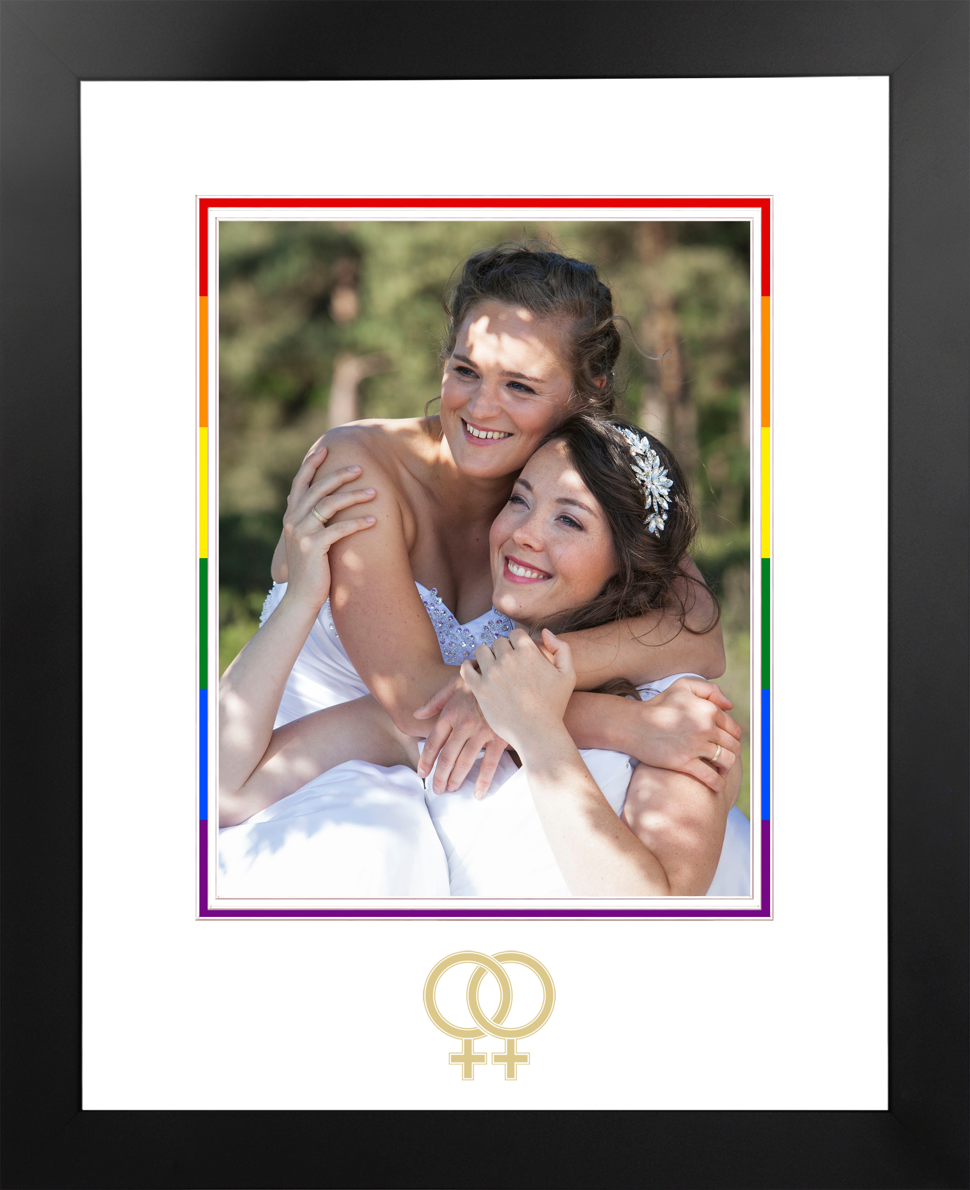 LGBT Wedding Photo Frame Gold Female Logo