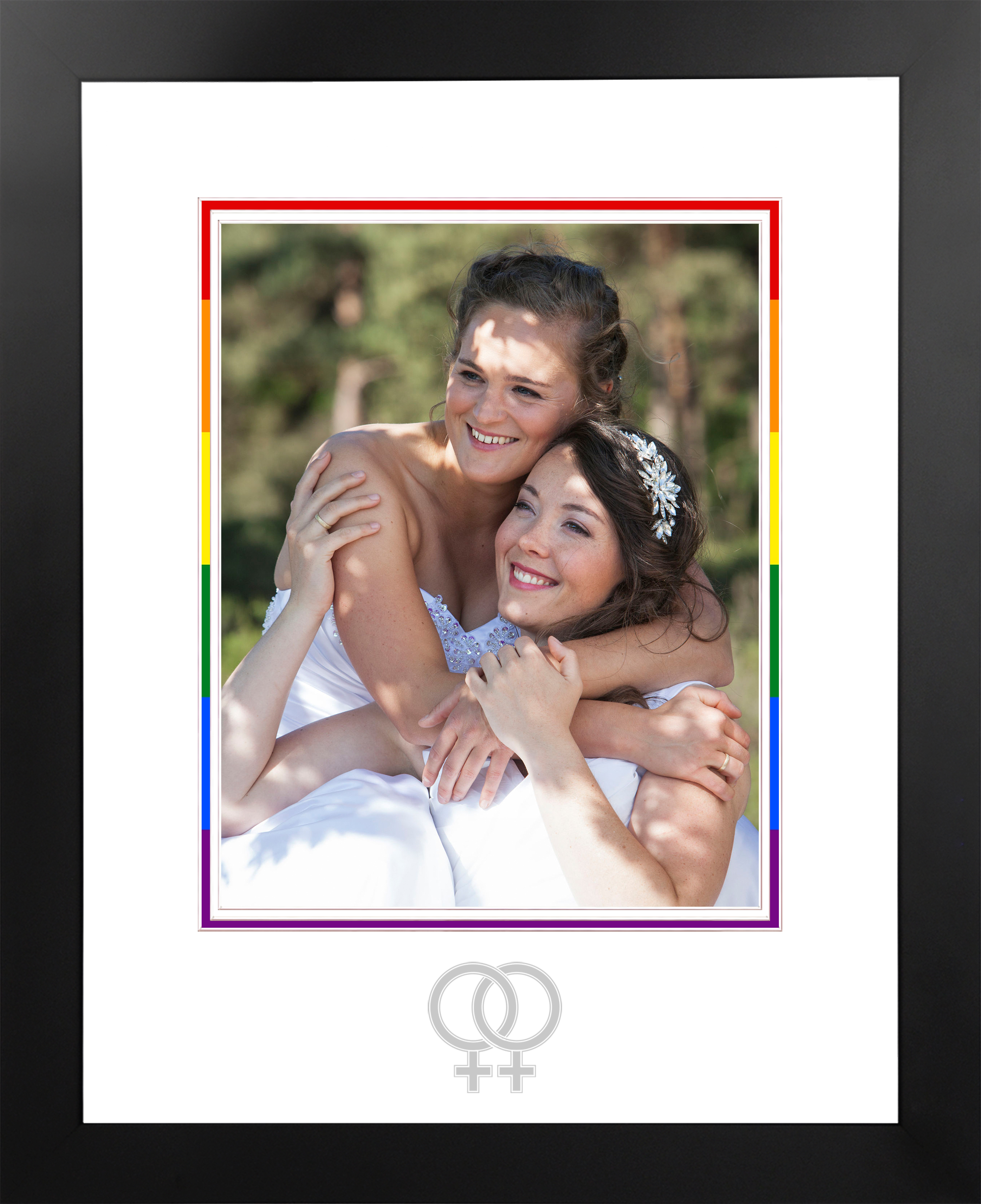 LGBT Wedding Photo Frame Silver Female Logo