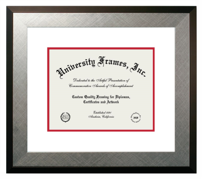 8 x 10 Document Frame Unimprinted Matboard Honor Silver with White & Red