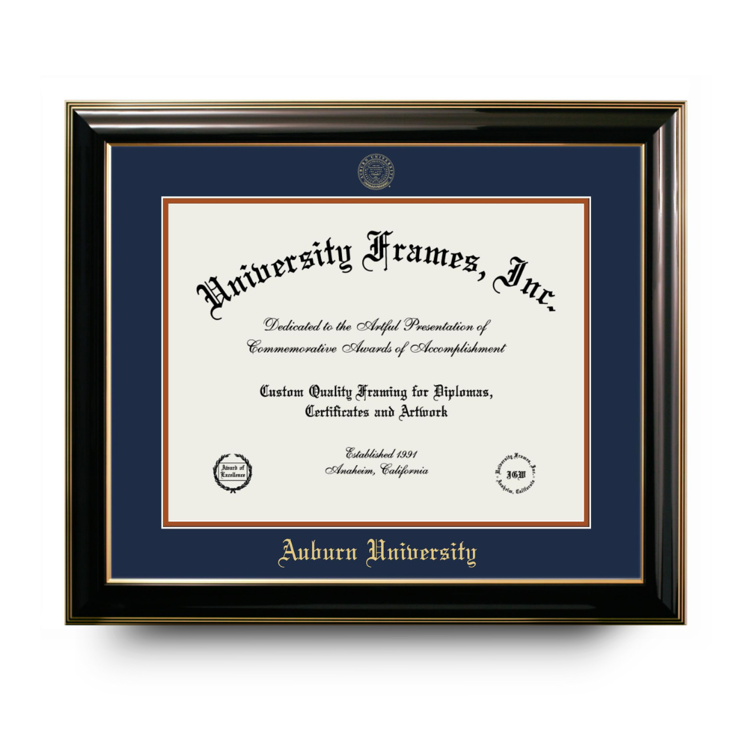 Classic Ebony with Gold Trim Diploma Frame