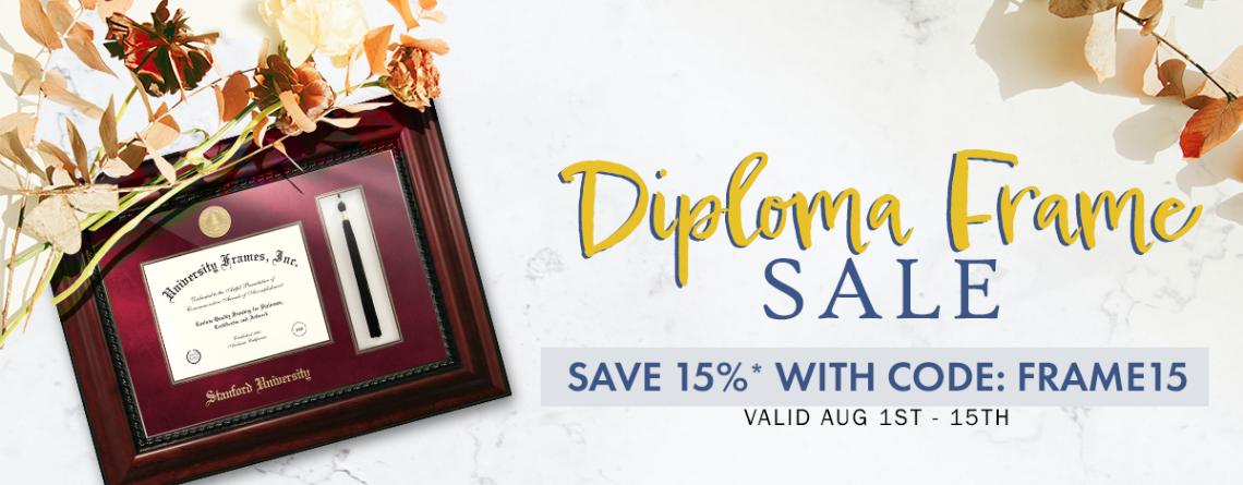 Get 15% off on Custom Diploma Frames at University Frames 