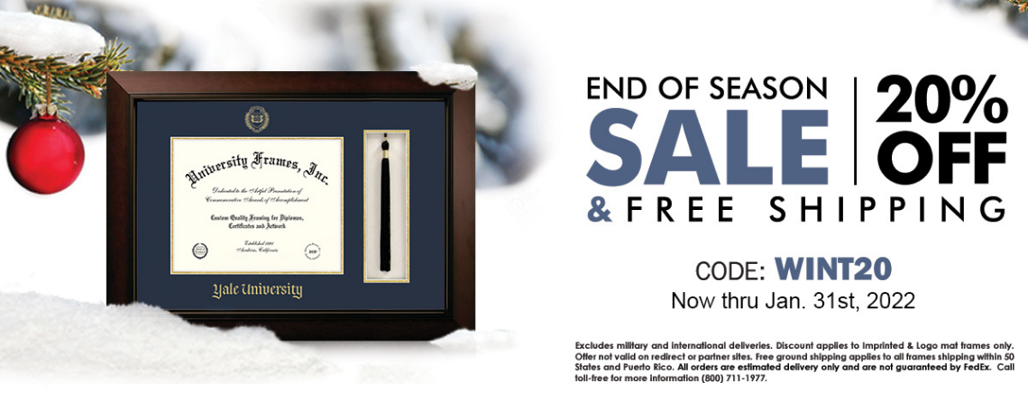 End of Season Sale at University Frames: Your Last Chance to Get 20% OFF on Your Favorite Diploma Frame!