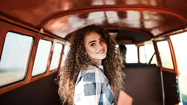 Girl Travelling in Van