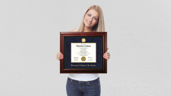 Girl with Diploma Frame