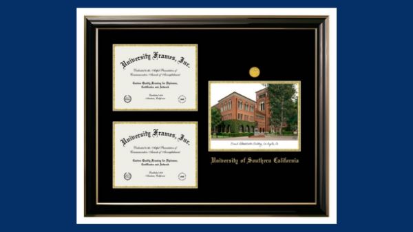 Double Diploma Frame with Campus Image