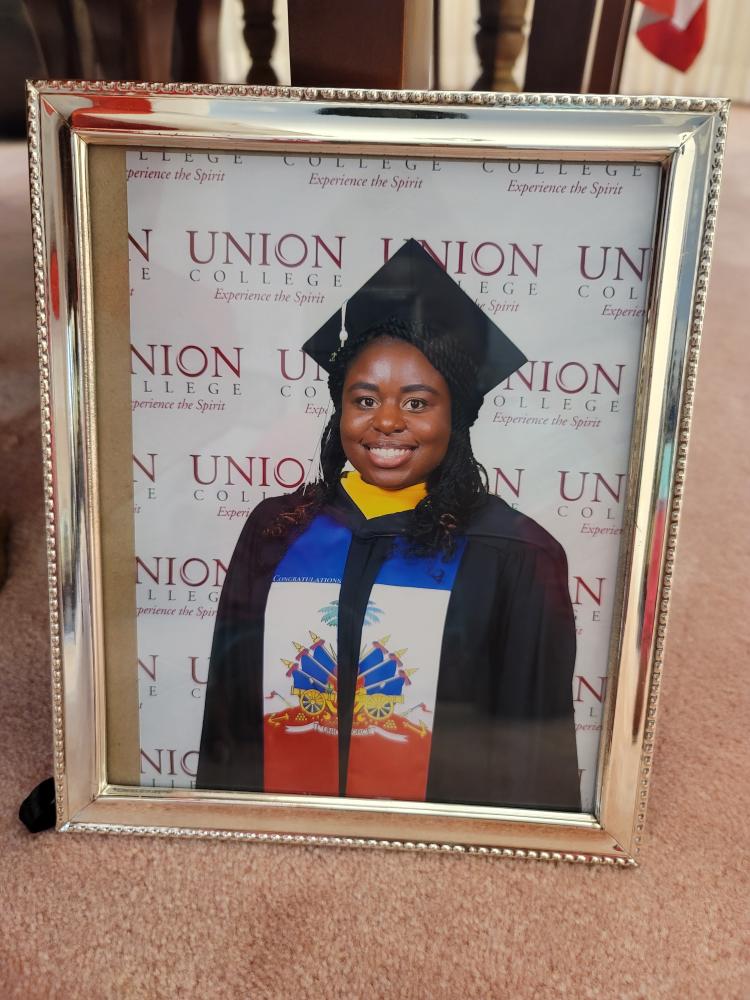 portrait graduation frame on the table