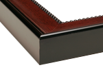 Baylor University Double Opening with Campus Image & Tassel Box (Stacked) Frame in Avalon Mahogany with Black & Gold Mats for document: 8 1/2"h x 11"w  
