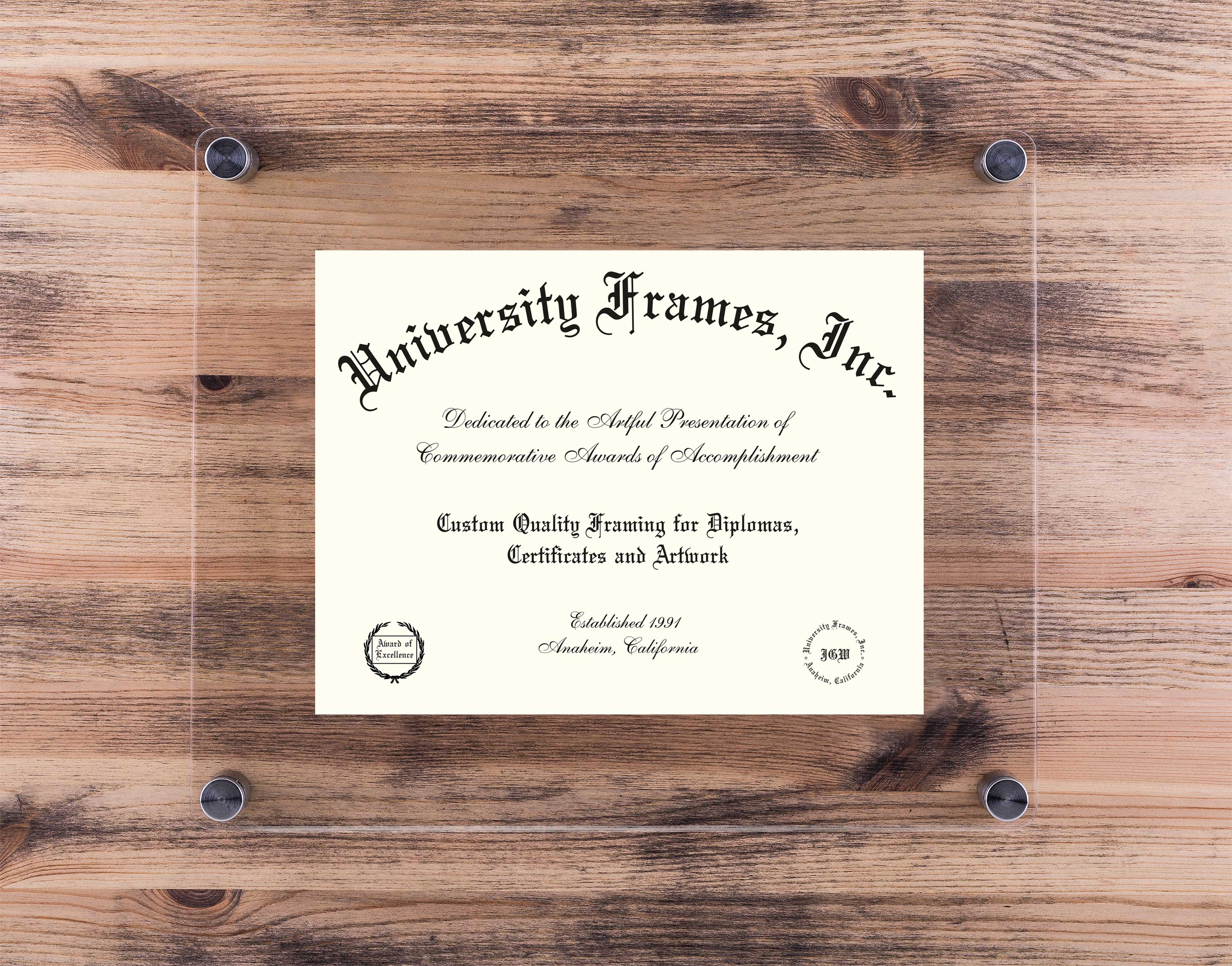 Boston University School of Medicine Lucent Clear-over-Clear Frame in Lucent Clear Moulding with Lucent Clear Mat for document: 8 1/2"h x 11"w  