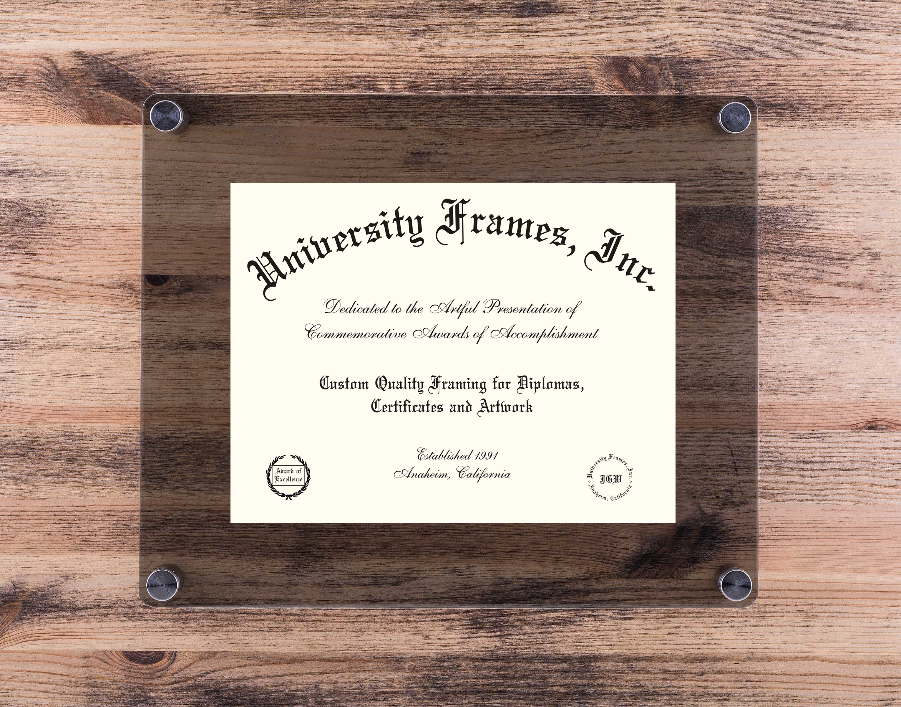 Boston University School of Medicine Lucent Clear-over-Smoke Frame in Lucent Smoke Moulding with Lucent Smoke Mat for document: 8 1/2"h x 11"w  
