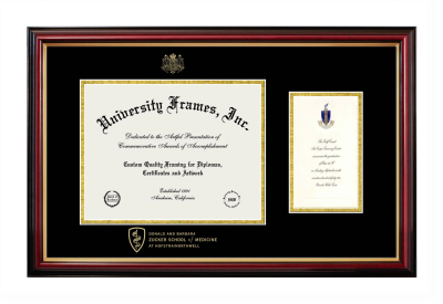 (Hofstra University) Donald and Barbara Zucker School of Medicine at Hofstra/Northwell Diploma with Announcement Frame in Petite Mahogany with Gold Trim with Black & Gold Mats for DOCUMENT: 8 1/2"H X 11"W  ,  7"H X 4"W  