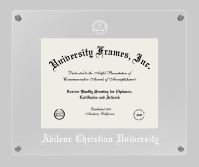 Abilene Christian University Lucent Clear-over-Clear Frame in Lucent Clear Moulding with Lucent Clear Mat for DOCUMENT: 8 1/2"H X 11"W  