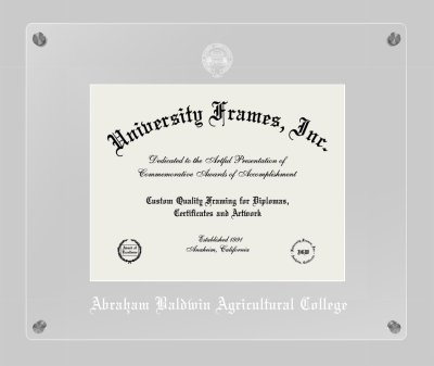 Abraham Baldwin Agricultural College Lucent Clear-over-Clear Frame in Lucent Clear Moulding with Lucent Clear Mat for DOCUMENT: 8 1/2"H X 11"W  