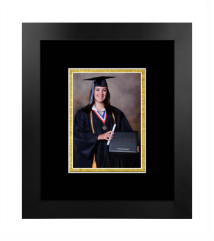 Abraham Lincoln University 5x7 Portrait Frame in Manhattan Black with Black & Gold Mats