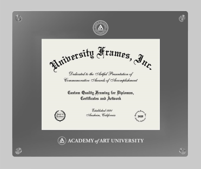Academy of Art University Lucent Clear-over-Smoke Frame in Lucent Smoke Moulding with Lucent Smoke Mat for DOCUMENT: 8 1/2"H X 11"W  
