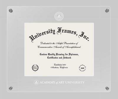 Academy of Art University Lucent Clear-over-Clear Frame in Lucent Clear Moulding with Lucent Clear Mat for DOCUMENT: 8 1/2"H X 11"W  