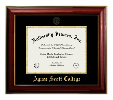 Agnes Scott College Diploma Frame in Classic Mahogany with Gold Trim with Black & Gold Mats for DOCUMENT: 8 1/2"H X 11"W  