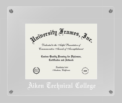Aiken Technical College Lucent Clear-over-Clear Frame in Lucent Clear Moulding with Lucent Clear Mat for DOCUMENT: 8 1/2"H X 11"W  