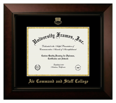 Air Command and Staff College Diploma Frame in Legacy Black Cherry with Black & Gold Mats for DOCUMENT: 8 1/2"H X 11"W  