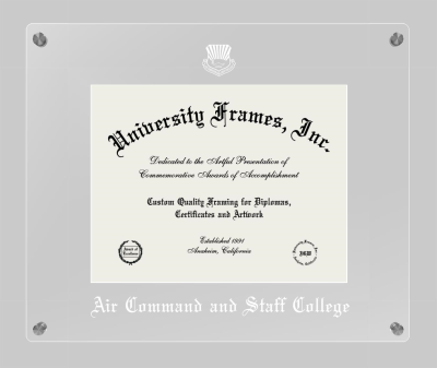 Air Command and Staff College Lucent Clear-over-Clear Frame in Lucent Clear Moulding with Lucent Clear Mat for DOCUMENT: 8 1/2"H X 11"W  