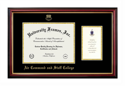 Air Command and Staff College Diploma with Announcement Frame in Petite Mahogany with Gold Trim with Black & Gold Mats for DOCUMENT: 8 1/2"H X 11"W  ,  7"H X 4"W  