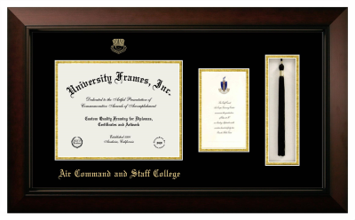 Air Command and Staff College Diploma with Announcement & Tassel Box Frame in Legacy Black Cherry with Black & Gold Mats for DOCUMENT: 8 1/2"H X 11"W  ,  7"H X 4"W  
