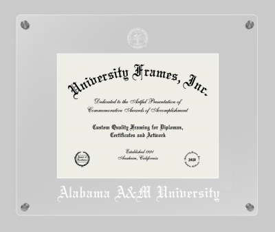 Alabama A&M University Lucent Clear-over-Clear Frame in Lucent Clear Moulding with Lucent Clear Mat for DOCUMENT: 8 1/2"H X 11"W  