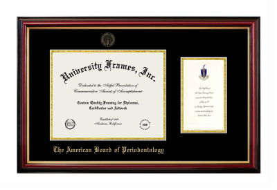 American Board of Periodontology Diploma with Announcement Frame in Petite Mahogany with Gold Trim with Black & Gold Mats for DOCUMENT: 8 1/2"H X 11"W  ,  7"H X 4"W  