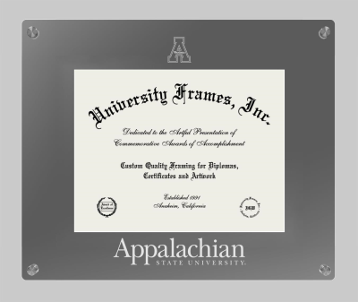 Appalachian State University Lucent Clear-over-Smoke Frame in Lucent Smoke Moulding with Lucent Smoke Mat for document: 8 1/2"h x 11"w  