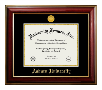 Auburn University Diploma Frame in Classic Mahogany with Gold Trim with Black & Gold Mats for document: 8 1/2"h x 11"w  