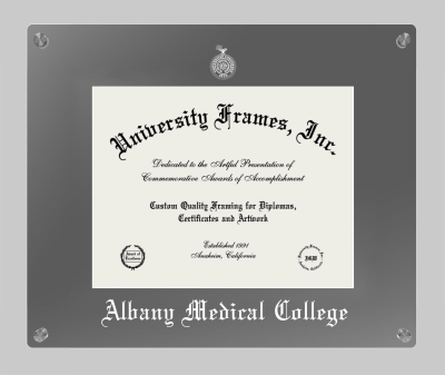 Albany Medical College Lucent Clear-over-Smoke Frame in Lucent Smoke Moulding with Lucent Smoke Mat for DOCUMENT: 8 1/2"H X 11"W  