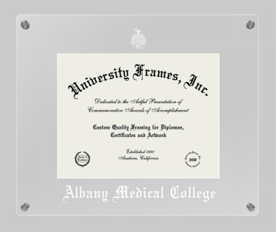 Albany Medical College Lucent Clear-over-Clear Frame in Lucent Clear Moulding with Lucent Clear Mat for DOCUMENT: 8 1/2"H X 11"W  