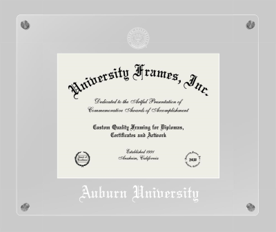 Auburn University Lucent Clear-over-Clear Frame in Lucent Clear Moulding with Lucent Clear Mat for DOCUMENT: 8 1/2"H X 11"W  