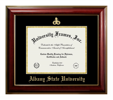Albany State University (Albany, GA) Diploma Frame in Classic Mahogany with Gold Trim with Black & Gold Mats for DOCUMENT: 8 1/2"H X 11"W  