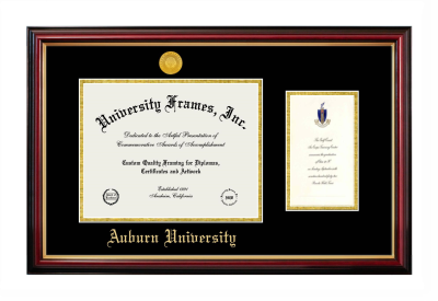 Auburn University Diploma with Announcement Frame in Petite Mahogany with Gold Trim with Black & Gold Mats for DOCUMENT: 8 1/2"H X 11"W  ,  7"H X 4"W  