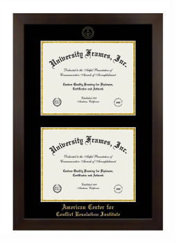 American Center for Conflict Resolution Institute Double Degree (Stacked) Frame in Manhattan Espresso with Black & Gold Mats for document: 8 1/2"h x 11"w  , document: 8 1/2"h x 11"w  
