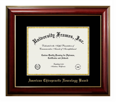 American Chiropractic Neurology Board Diploma Frame in Classic Mahogany with Gold Trim with Black & Gold Mats for document: 8 1/2"h x 11"w  