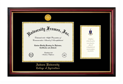 Auburn University College of Agriculture Diploma with Announcement Frame in Petite Mahogany with Gold Trim with Black & Gold Mats for DOCUMENT: 8 1/2"H X 11"W  ,  7"H X 4"W  