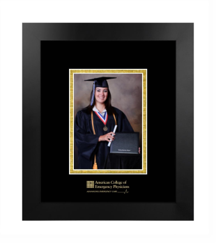 American College of Emergency Physicians 5x7 Portrait Frame in Manhattan Black with Black & Gold Mats