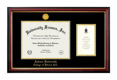 Auburn University College of Liberal Arts Diploma with Announcement Frame in Petite Mahogany with Gold Trim with Black & Gold Mats for DOCUMENT: 8 1/2"H X 11"W  ,  7"H X 4"W  