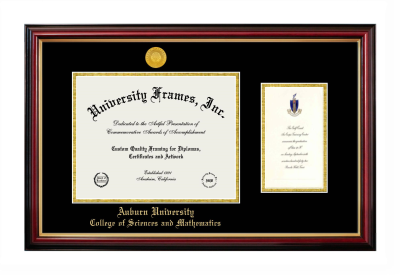 Auburn University College of Sciences and Mathematics Diploma with Announcement Frame in Petite Mahogany with Gold Trim with Black & Gold Mats for DOCUMENT: 8 1/2"H X 11"W  ,  7"H X 4"W  