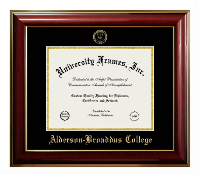 Alderson-Broaddus College Diploma Frame in Classic Mahogany with Gold Trim with Black & Gold Mats for DOCUMENT: 8 1/2"H X 11"W  