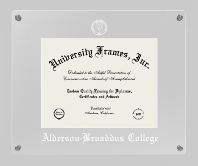 Alderson-Broaddus College Lucent Clear-over-Clear Frame in Lucent Clear Moulding with Lucent Clear Mat for DOCUMENT: 8 1/2"H X 11"W  
