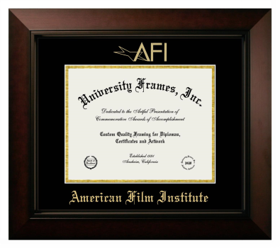 American Film Institute Diploma Frame in Legacy Black Cherry with Black & Gold Mats for DOCUMENT: 8 1/2"H X 11"W  