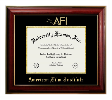 American Film Institute Diploma Frame in Classic Mahogany with Gold Trim with Black & Gold Mats for DOCUMENT: 8 1/2"H X 11"W  