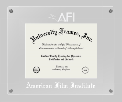 American Film Institute Lucent Clear-over-Clear Frame in Lucent Clear Moulding with Lucent Clear Mat for document: 8 1/2"h x 11"w  