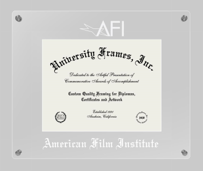 American Film Institute Lucent Clear-over-Clear Frame in Lucent Clear Moulding with Lucent Clear Mat for DOCUMENT: 8 1/2"H X 11"W  